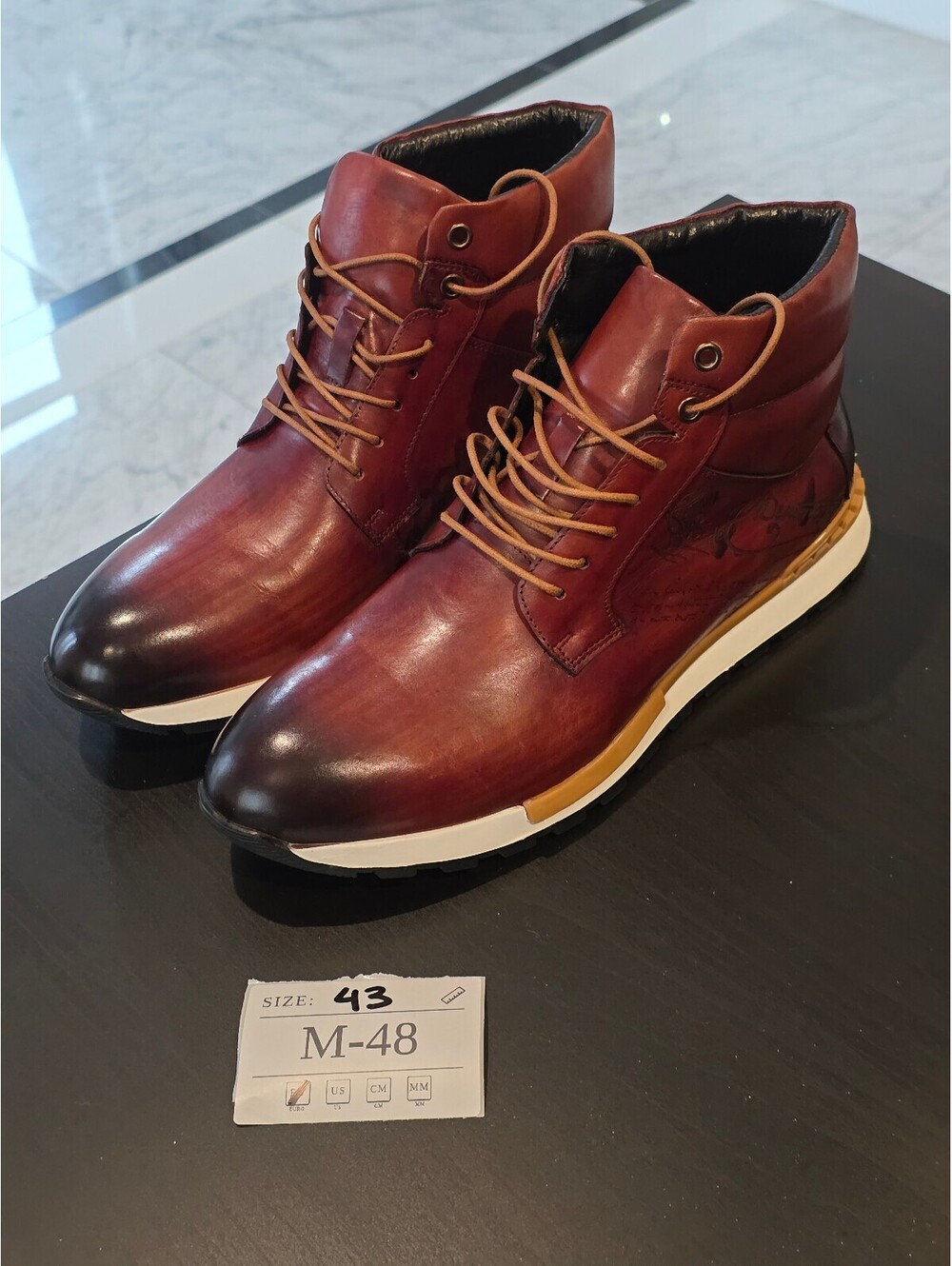 Men's Burgundy Leather Ankle Boots
